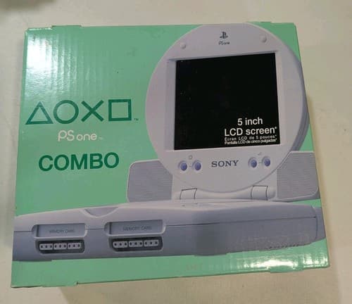 Sony PS One Combo SCPH-100 Console + SCPH-130 LCD Monitor Boxed Tested No Cords