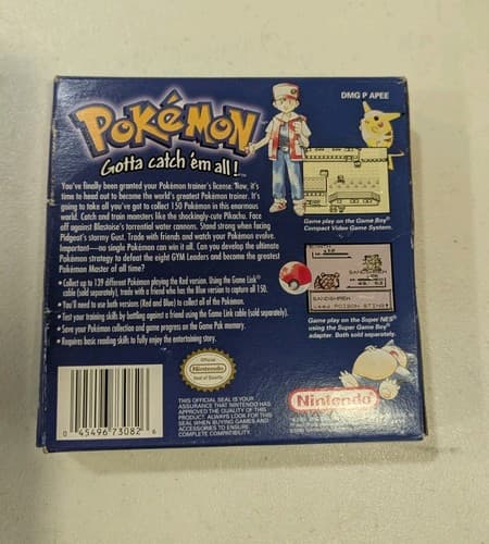 Pokemon Blue 1st Print Red Text Error Box Only NO GAME Nintendo Game Boy — photo 4