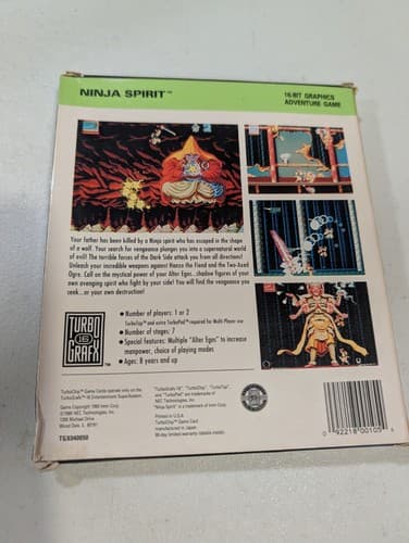 Ninja Spirit TurboGrafx 16 Cardboard Box Only - No Game — photo 4