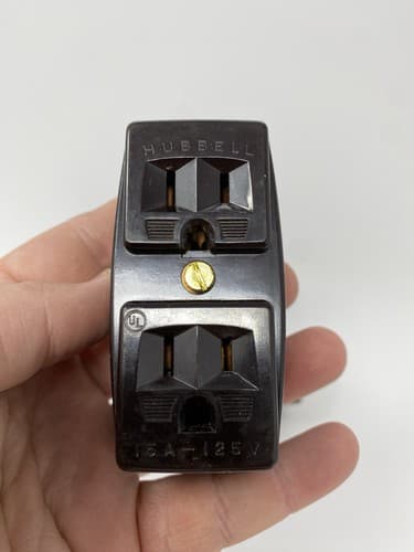 VINTAGE MID CENTURY HUBBELL 15A 125V 3W RECEPTACLE Lot Of 2 Two — photo 4
