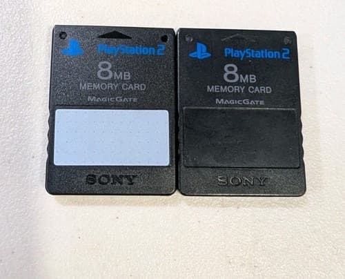 SONY PS2 8MB MEMORY CARDS - PlayStation 2, OEM Lot of 2 Black