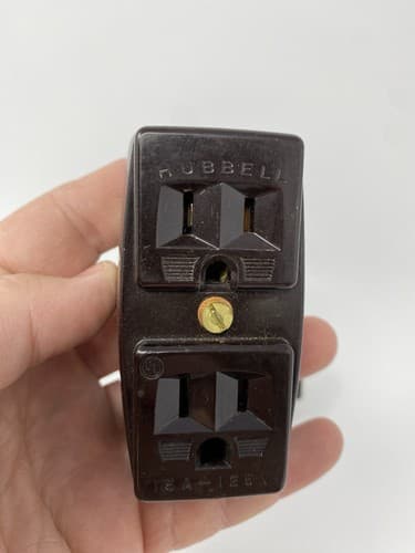 VINTAGE MID CENTURY HUBBELL 15A 125V 3W RECEPTACLE Lot Of 2 Two — photo 2