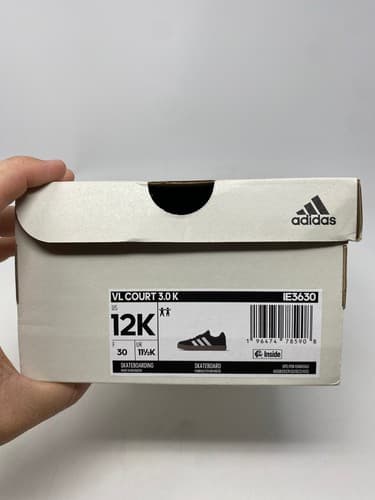 adidas VL Court 3.0 K Kids Sneaker Black White Brown US Size 12K — photo 3