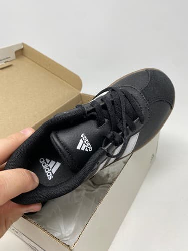 adidas VL Court 3.0 K Kids Sneaker Black White Brown US Size 12K — photo 7