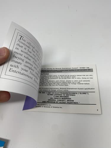 Tetris For The NES - Nintendo Instruction Manual / Booklet Only — photo 7