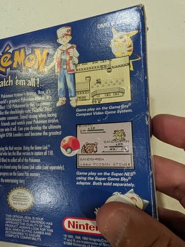 Pokemon Blue 1st Print Red Text Error Box Only NO GAME Nintendo Game Boy — photo 5