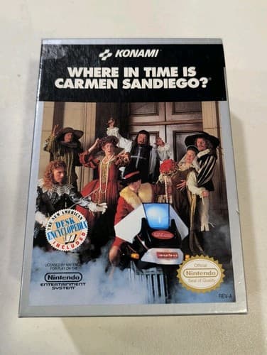 Where in Time is Carmen Sandiego Nintendo NES Box Manual Tested, No Encyclopedia