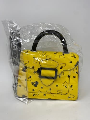 Samantha Vega Pikachu Yellow/Black Top Handle Satchel Bag, Buckle, Silver HW