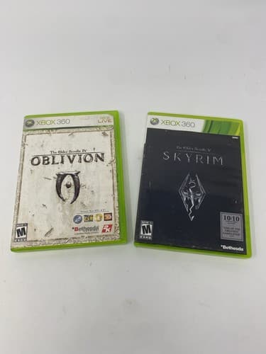 The Elder Scrolls IV and V Skyrim and Oblivion Xbox 360 Bundle Fast Shipping!