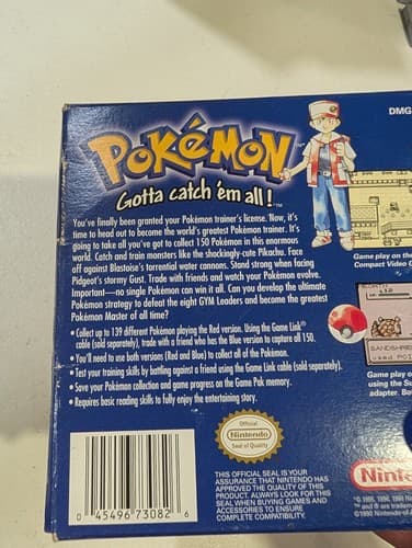 Pokemon Blue 1st Print Red Text Error Box Only NO GAME Nintendo Game Boy — photo 6