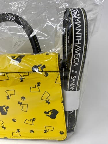 Samantha Vega Pikachu Yellow/Black Top Handle Satchel Bag, Buckle, Silver HW — photo 8