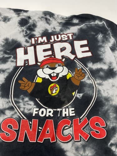 Buc-ee's “Just Here for the Snacks” Black/white Tie Dye T-Shirt Unisex Mens XL — photo 9