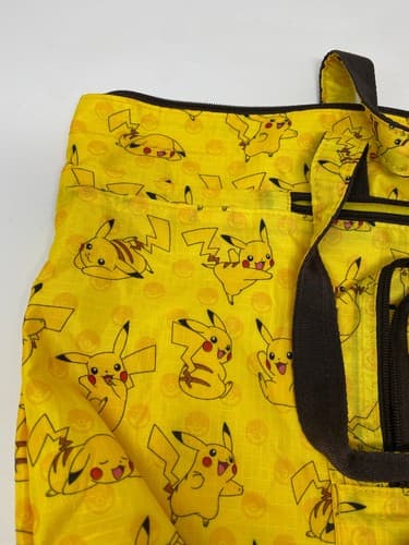 Pokemon Pikachu Yellow All Over Print Tote Bag Zippered Travel Shopping Bag — photo 2