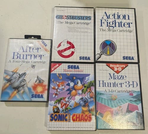 Lot Of 5 Sega Master System Original Boxes With Artwork & Some Manuals