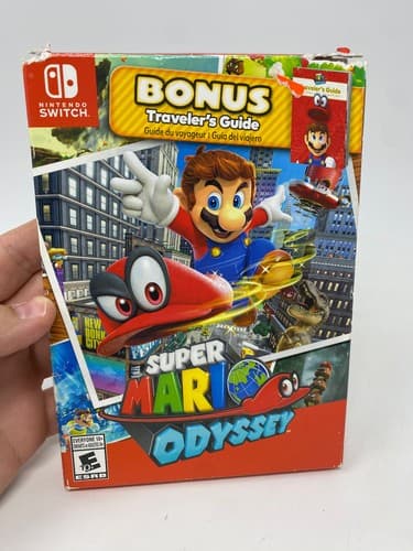 Super Mario Odyssey Nintendo Switch Game w/ Traveler's Guide & Box READ Damage