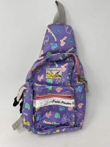 Pokemon Crossbody Sling Backpack Purple Pikachu Eevee Pocket Monsters Eievui