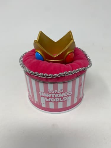 Super Nintendo World Princess Peach Crown Tin Pink Souvenir Storage Container US
