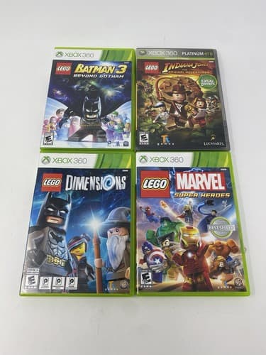 Microsoft Xbox 360 LEGO Game Bundle Lot of 4 Marvel Dimensions Indiana Batman