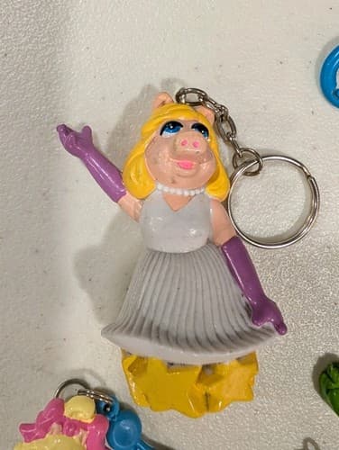 Lot Of 3 Vintage Muppet Babies Keychains 80s - Ms Piggy Kermit W/ Metal Kermit — photo 3