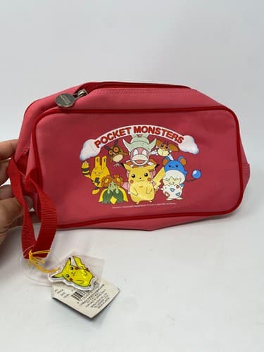 Vintage Pokemon Pocket Monsters Red Zip Case Pouch Red Orange Retro Japan