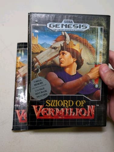 SEGA Sword of Vermilion (Sega Genesis) Role Playing Hint Book Included, Damaged — photo 2