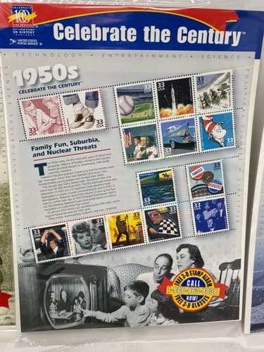 Sealed CELEBRATE THE CENTURY 1940-1990. Lot of 6 Sheets Set US Stamps NEW — photo 3
