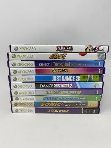 Lot of 10 Xbox 360 Kinect Games Family Fun Sports Dance Fitness Party Bundle