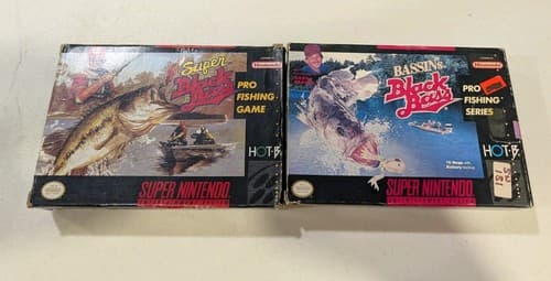 Lot Of 2 SNES Fishing Games Complete CIB Tested - Black Bass, Bassin's & Super