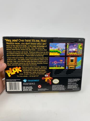 Plok! Super Nintendo SNES 1993 CIB Box Manual Tray Registration Inserts Tested — photo 7