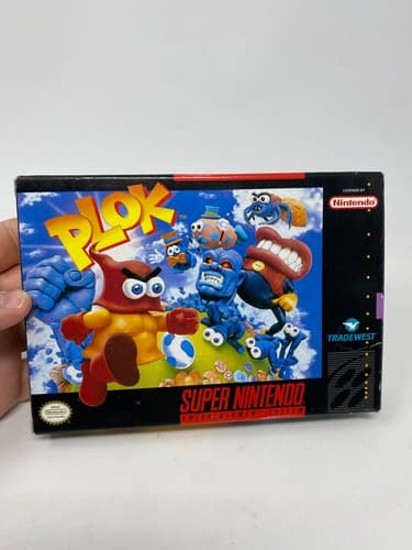 Plok! Super Nintendo SNES 1993 CIB Box Manual Tray Registration Inserts Tested