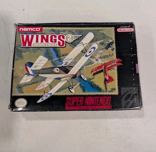 Wings 2: Aces High SNES Super Nintendo Complete CIB - Damaged Box, Tested