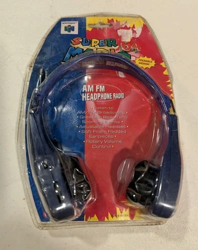 Super Mario 64 Headphones AM FM Blue In Package