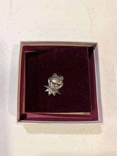 Vintage Muppet Kermit Hand & Hammer Sterling Silver Pin