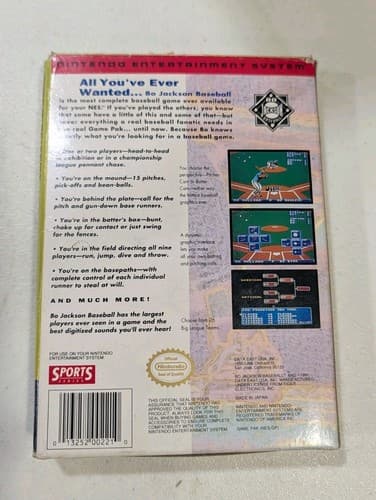 Bo Jackson Baseball (Data East, 1991) NES Game w/ Box & Manual ~ Tested, Working — photo 4