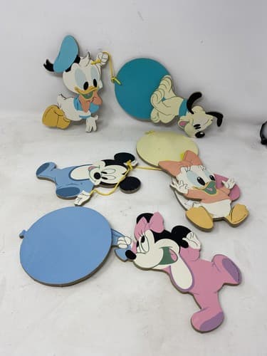 VTG Disney Pressed Cardboard Wall Hanging Baby Nursery Decor Mickey Minnie 80's