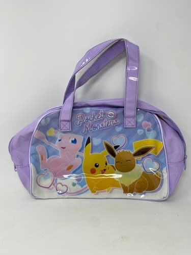 Pokemon Mew Pikachu Eevee Purple Boston Swim Bag Beach Tote Limited Pocket Mon