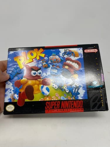 Plok! Super Nintendo SNES 1993 CIB Box Manual Tray Registration Inserts Tested — photo 2