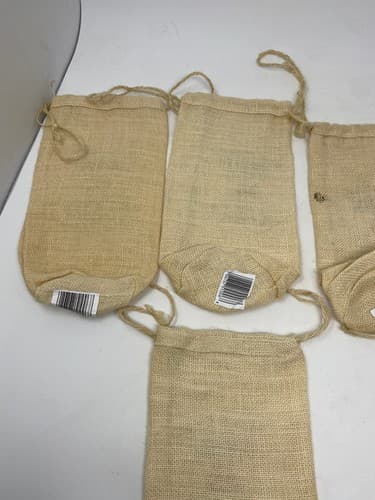 Malibu Caribbean Rum Burlap Drawstring Bottle Bags Lot of 6 Palm Tree Bar Decor — photo 9